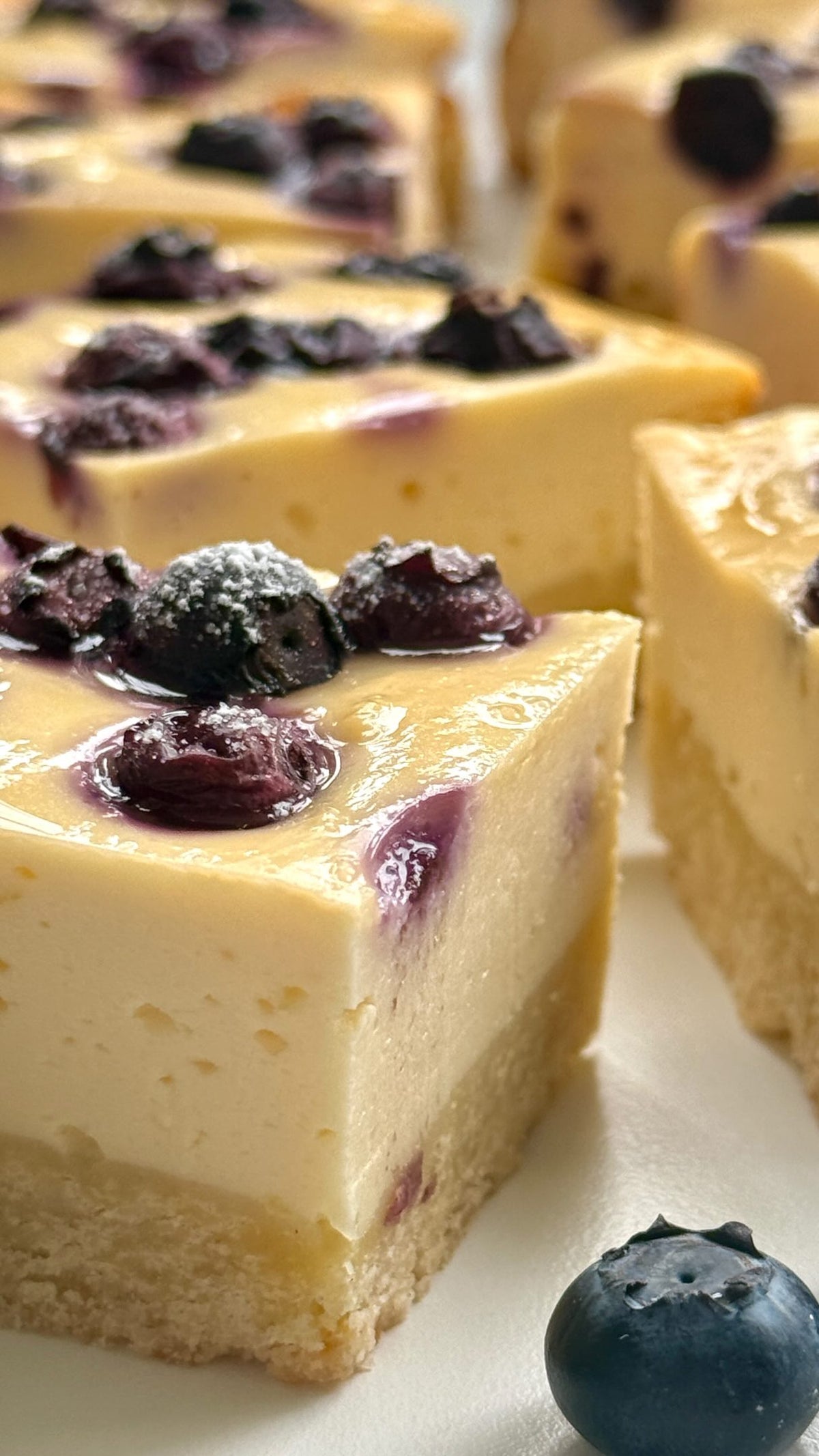 Blueberry Cheesecake Bars von Food with Style, fertig angerichtet