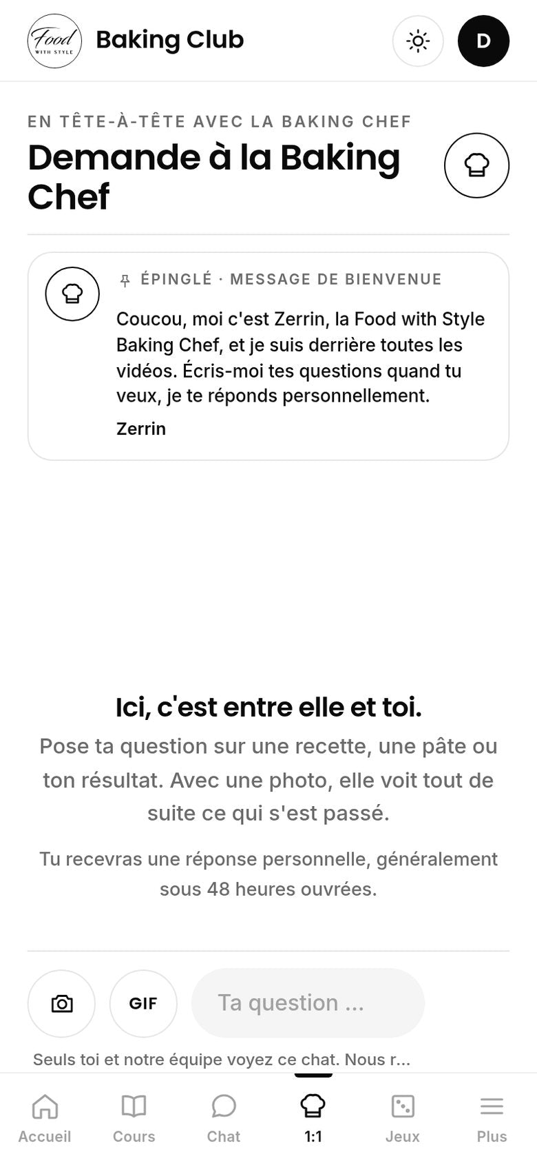 Food with Style Baking Club Baking Chef chat