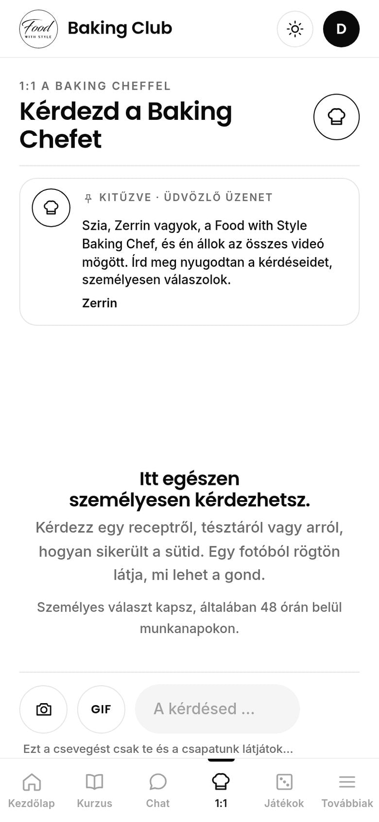Food with Style Baking Club Baking Chef chat