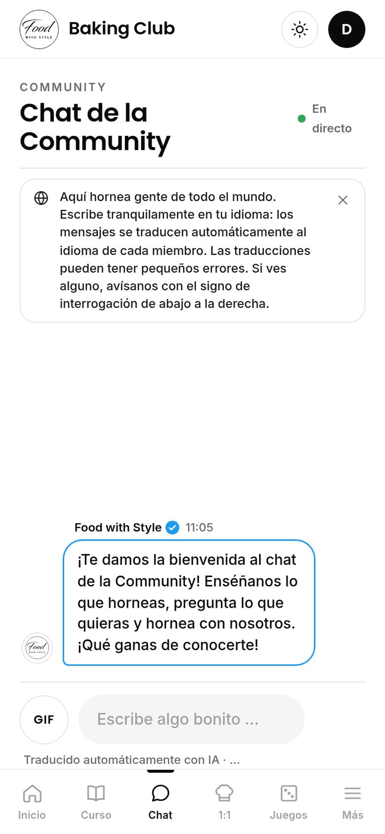 Food with Style Baking Club community chat
