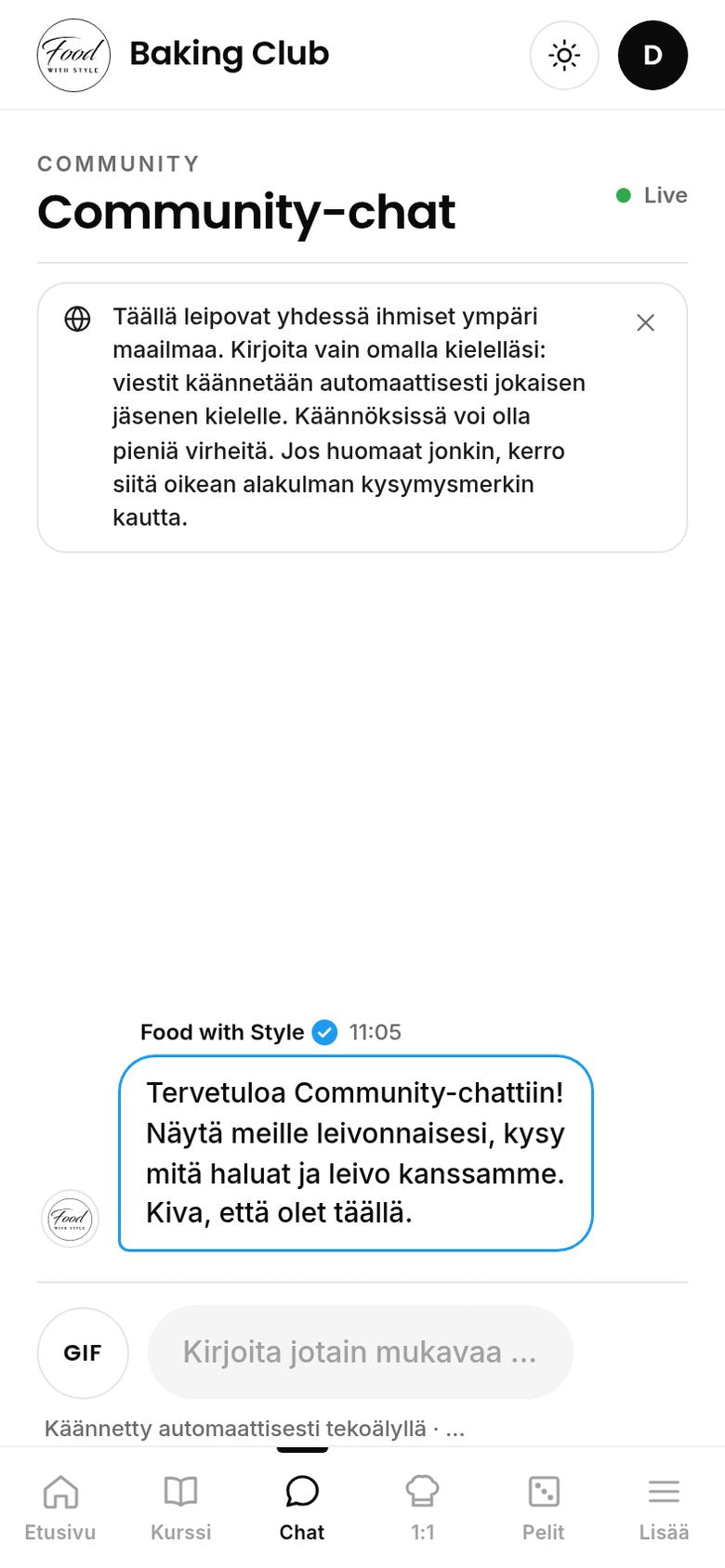 Food with Style Baking Club community chat