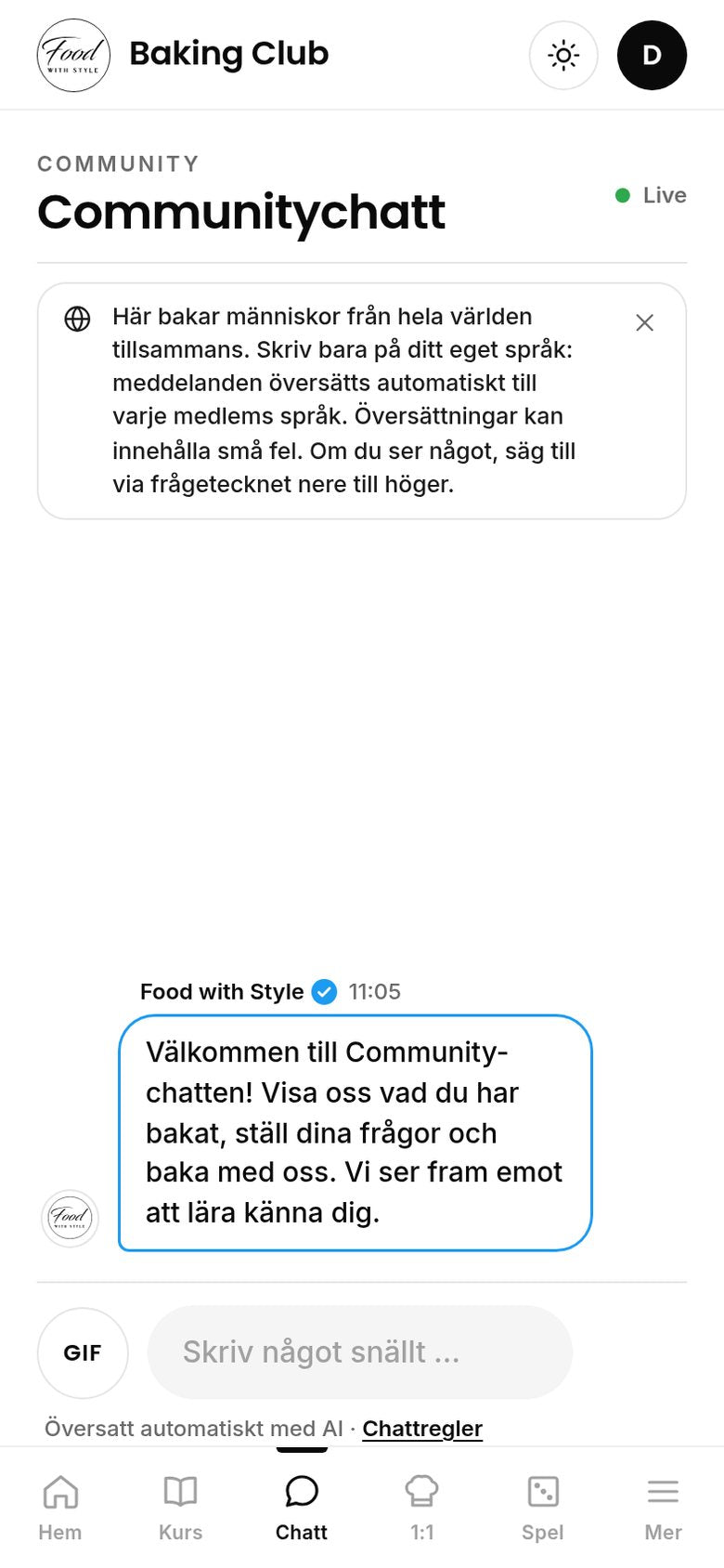 Food with Style Baking Club community chat