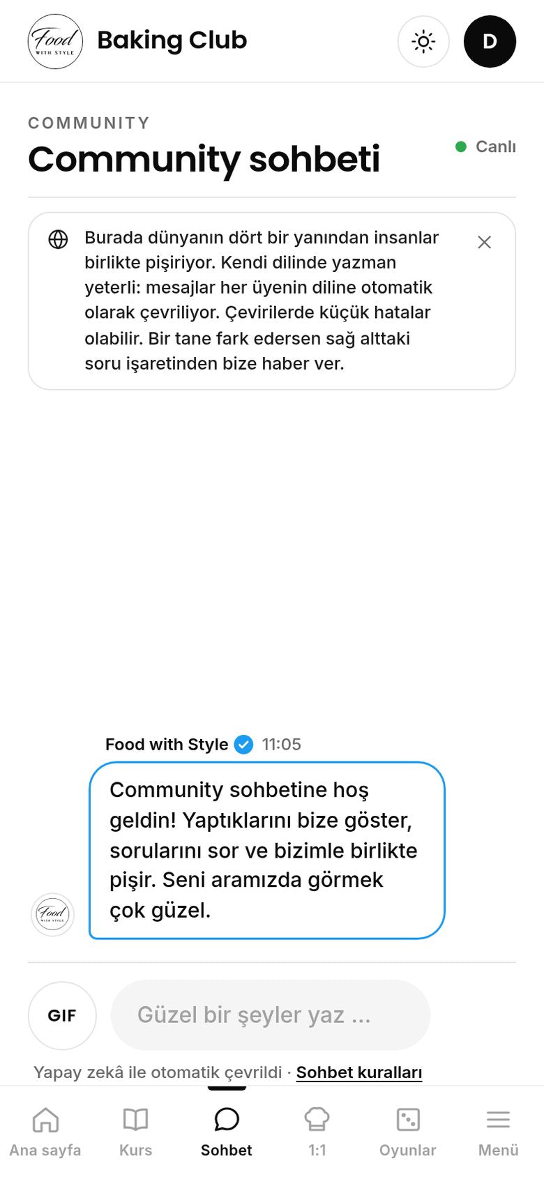 Food with Style Baking Club community chat