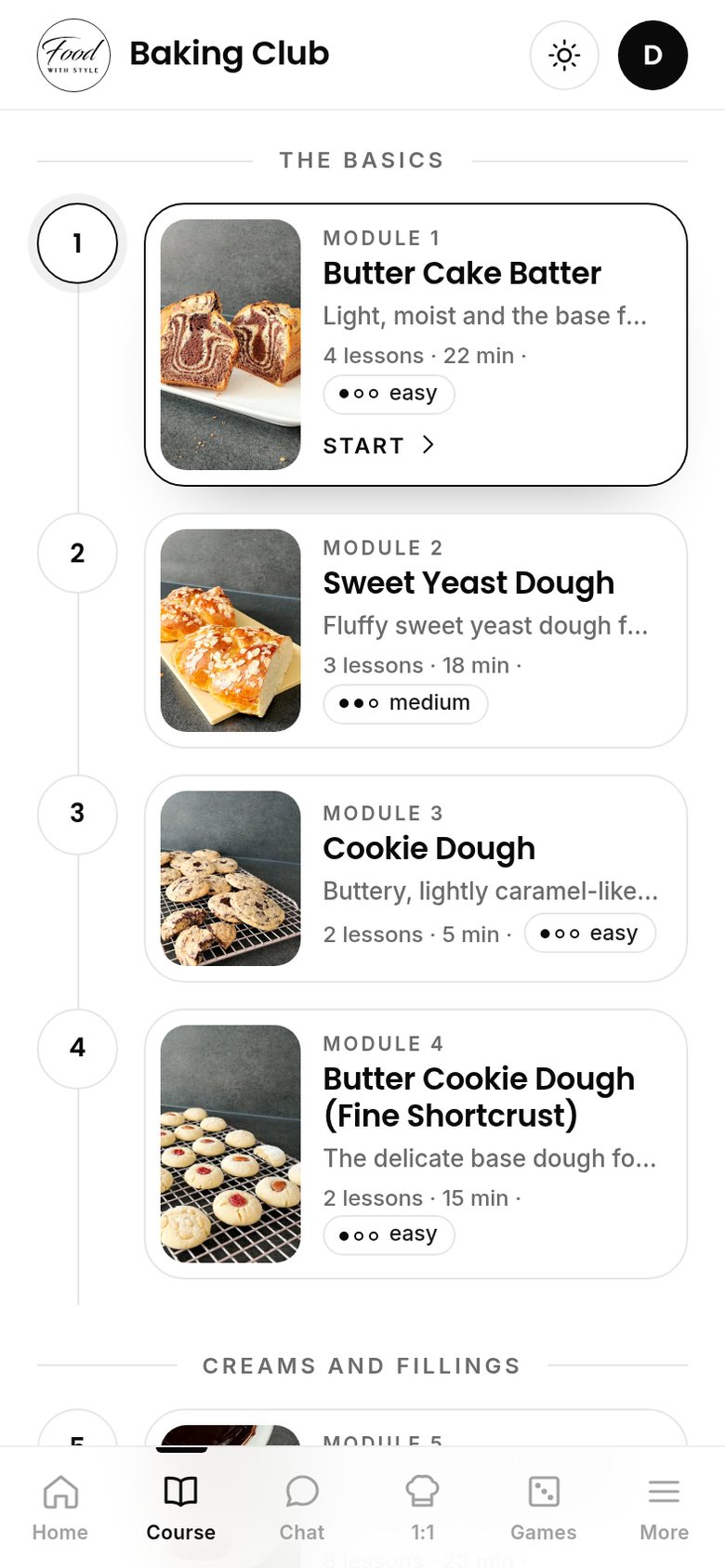Food with Style Baking Club course