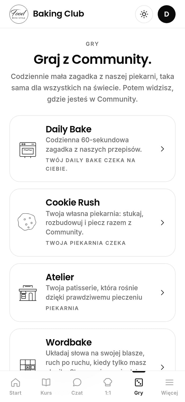 Food with Style Baking Club games