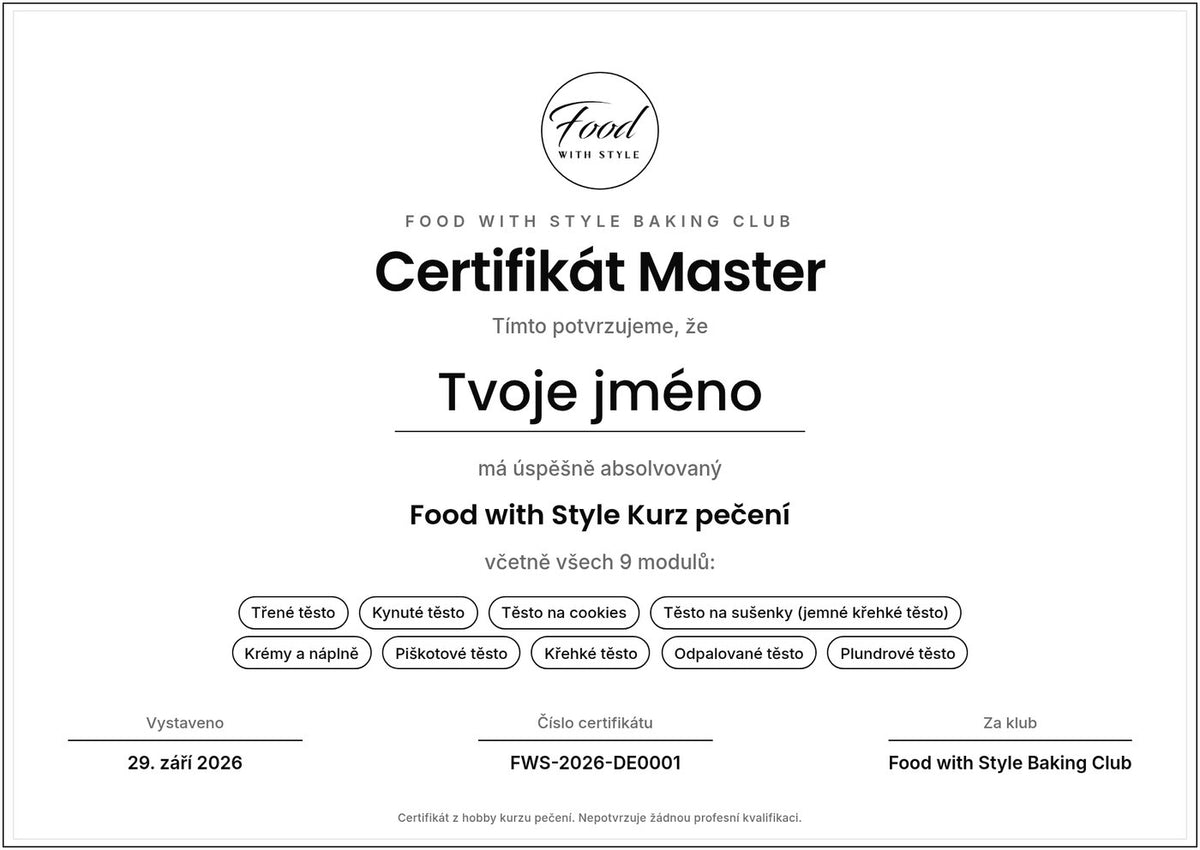 Food with Style Baking Club certificate