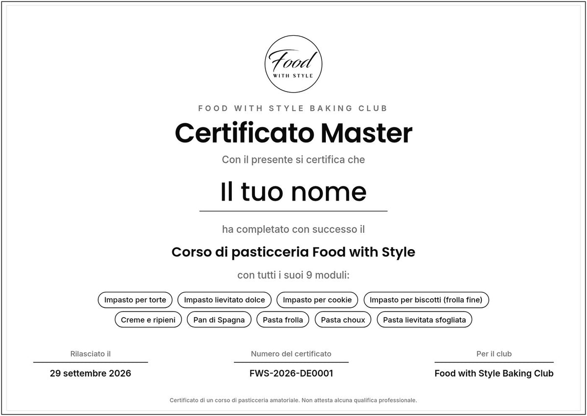 Food with Style Baking Club certificate