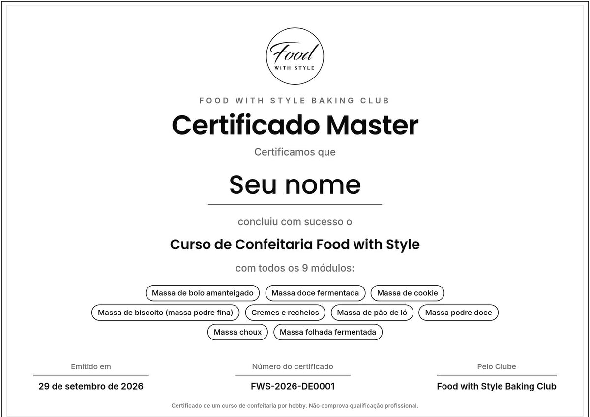 Food with Style Baking Club certificate