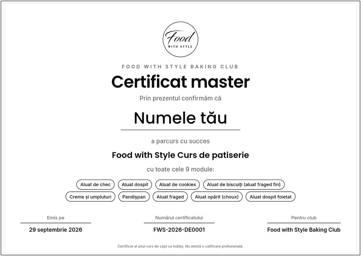 Food with Style Baking Club certificate