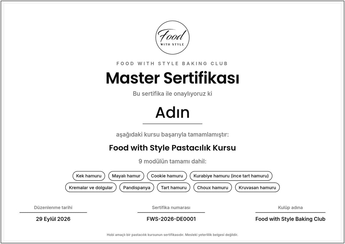 Food with Style Baking Club certificate