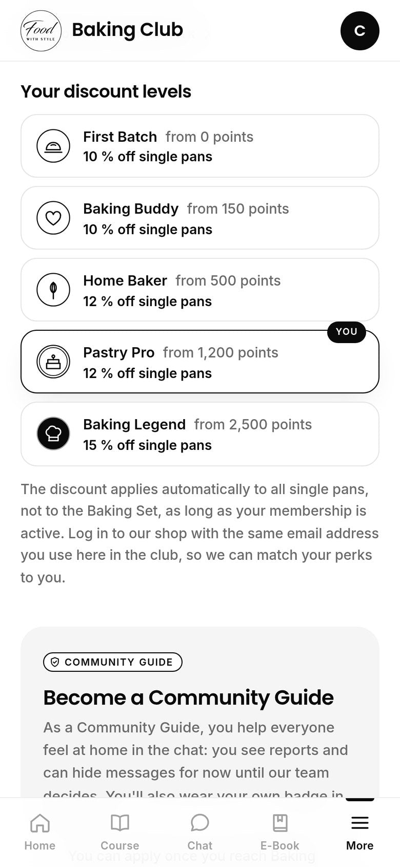 Food with Style Baking Club member perks