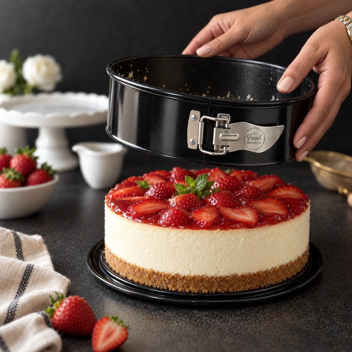 Springform pan with cheesecake - Food with Style