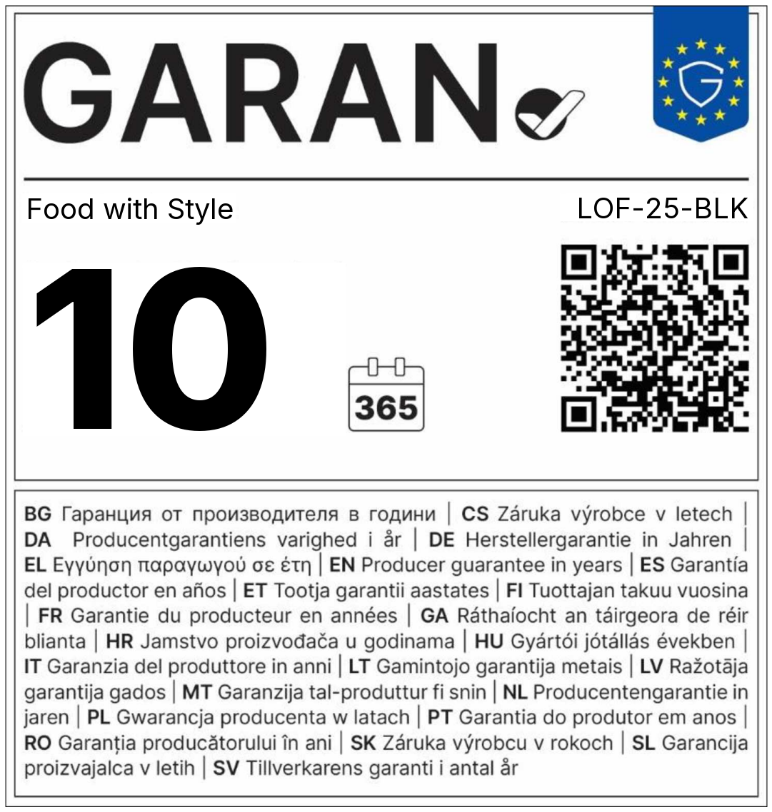 EU guarantee label, 10 years, LOF-25-BLK