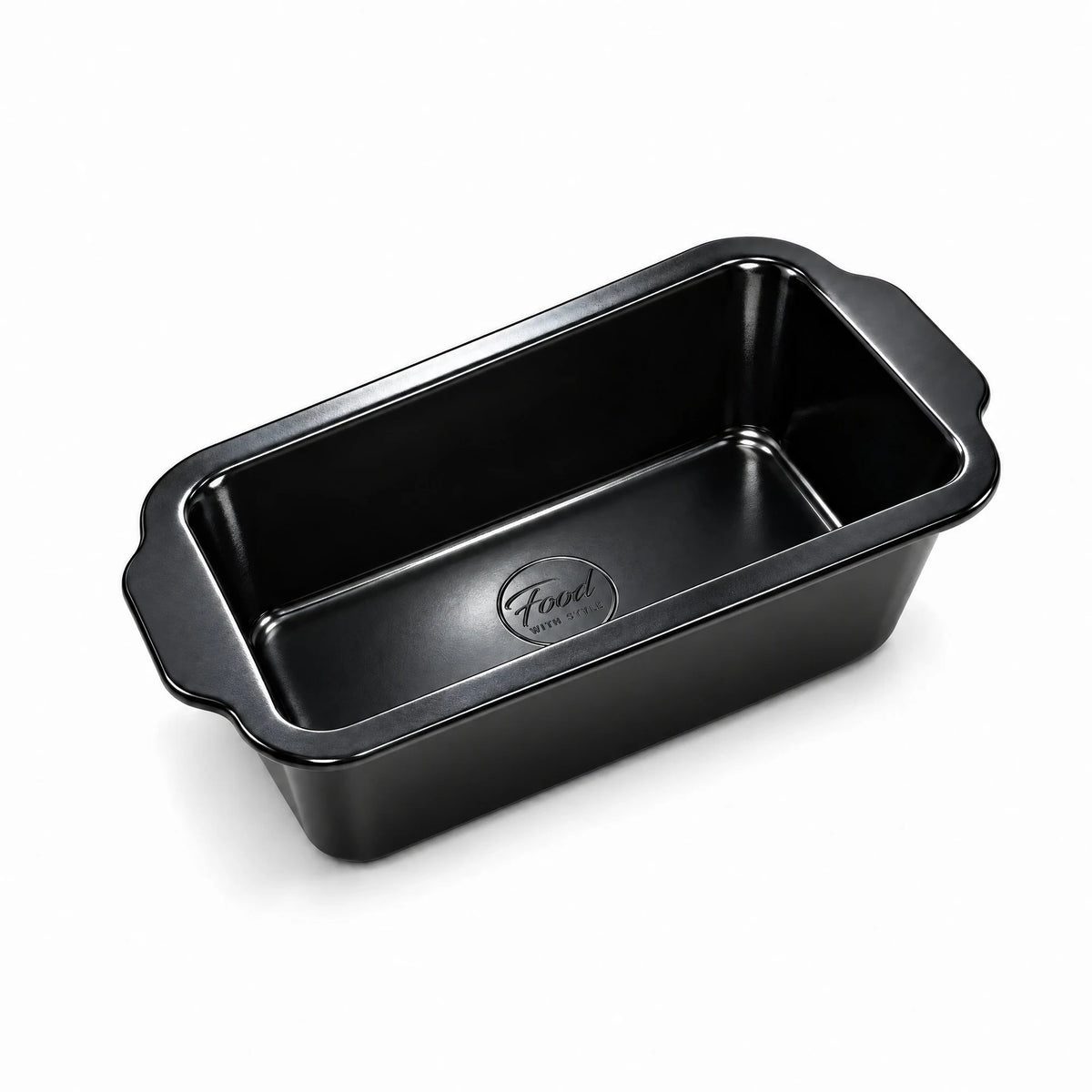 Food with Style loaf pan 25 cm in black, seen at an angle from above