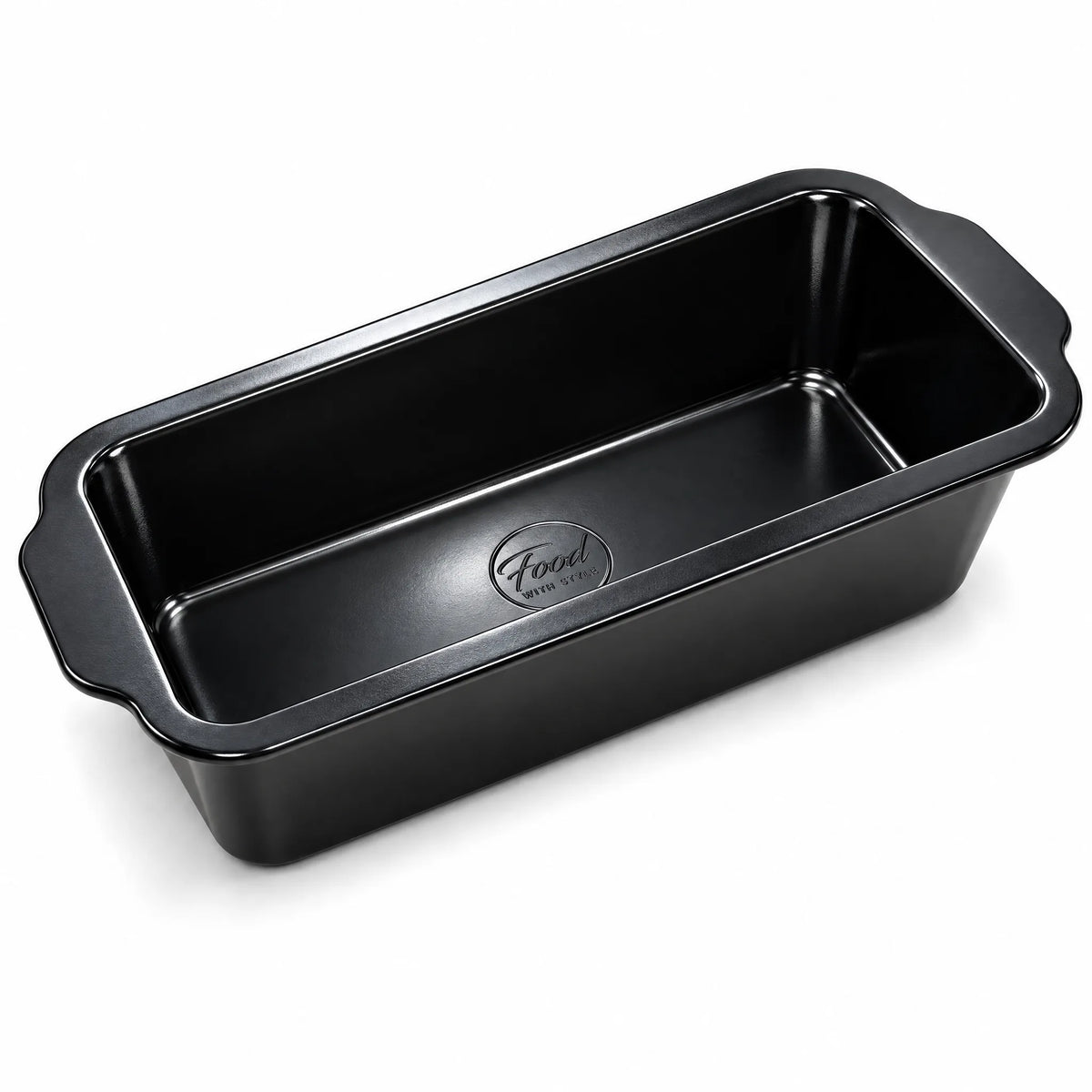 Food with Style loaf pan 30 cm in black, seen at an angle from above