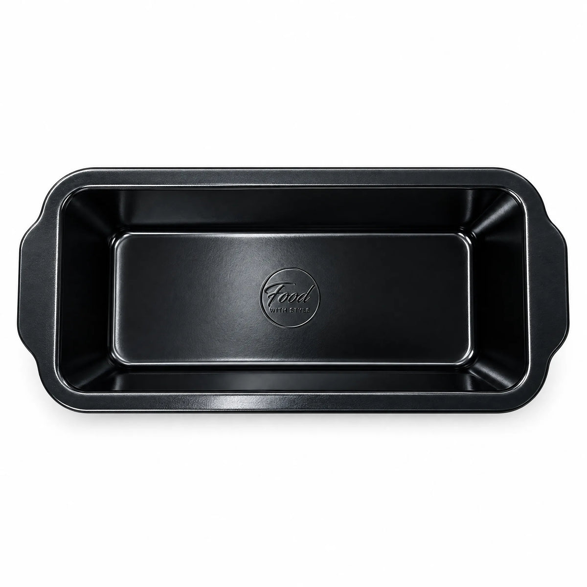 Top view of the Food with Style loaf pan 30 cm with the embossed logo in the base