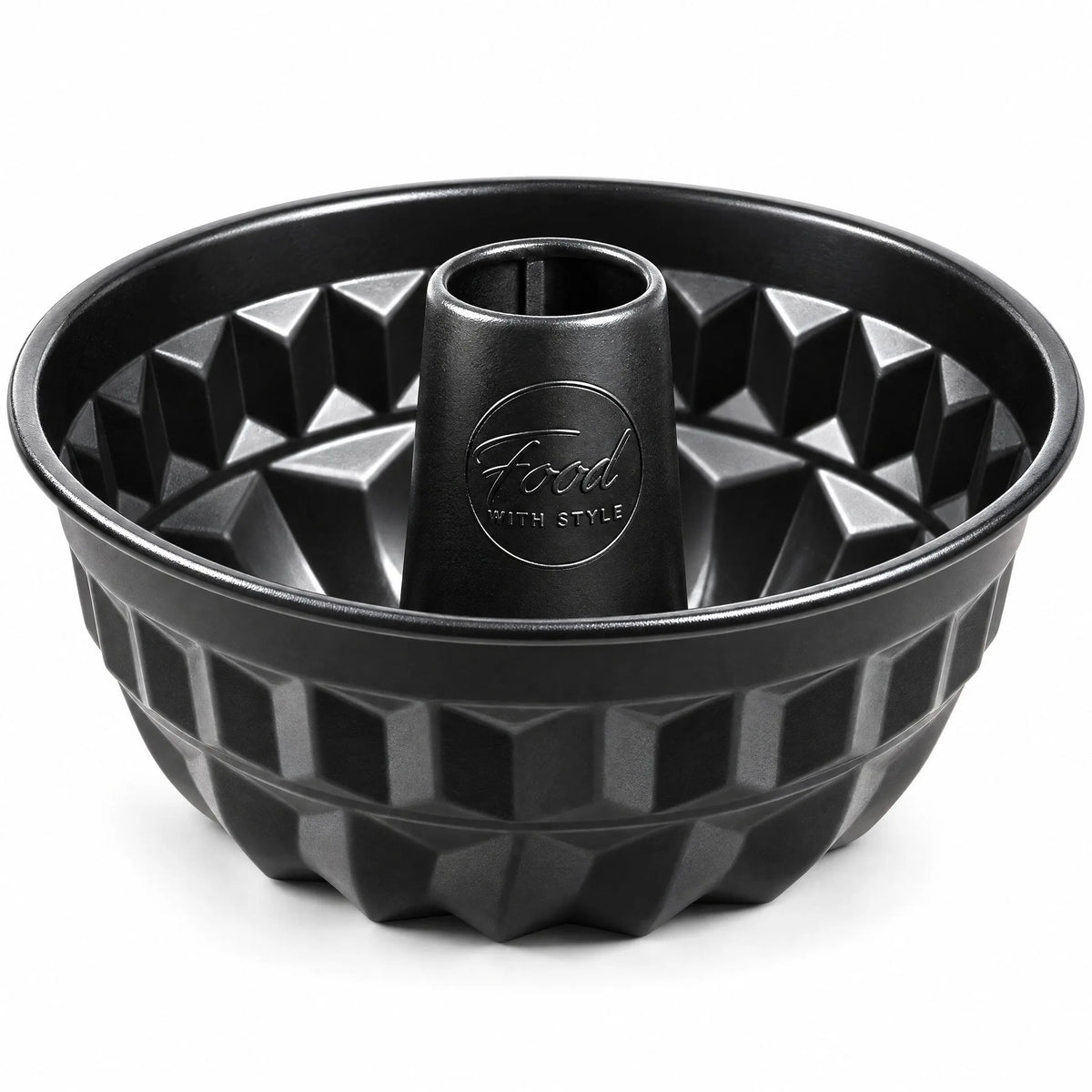 Food with Style ring cake pan 22 cm in black with deep fluting and a central tube
