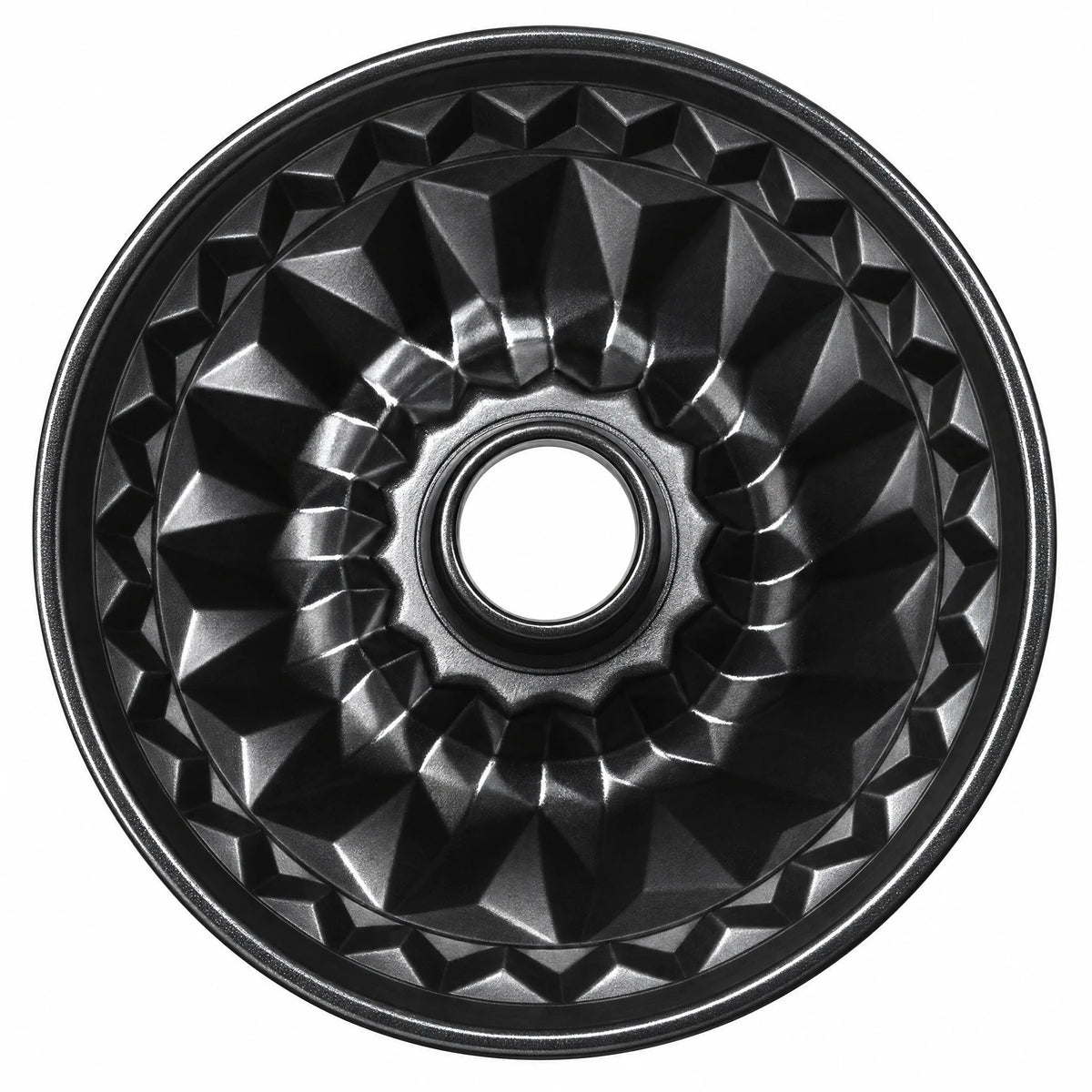 Top view of the Food with Style ring cake pan 22 cm showing the fluted pattern