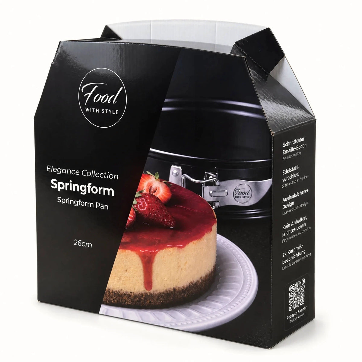 Food with Style springform pan 26 cm in its black Elegance Collection packaging